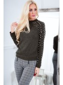 Rollkragenpullover mit Khaki-Perlen 1577 – Online-Shop – Boutique